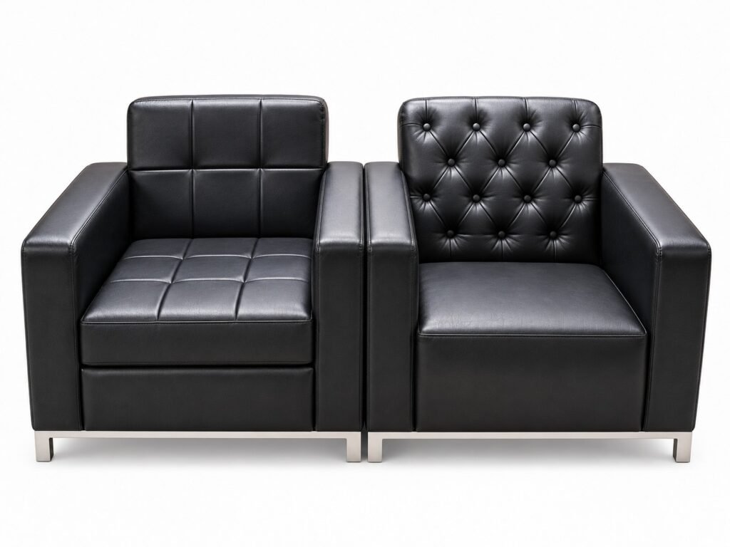 Classic Tufted Black Sofa Set