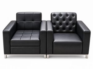 Classic Tufted Black Sofa Set