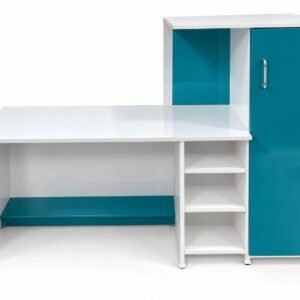Modern White & Teal Office Desk